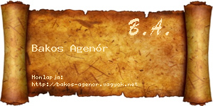Bakos Agenór névjegykártya